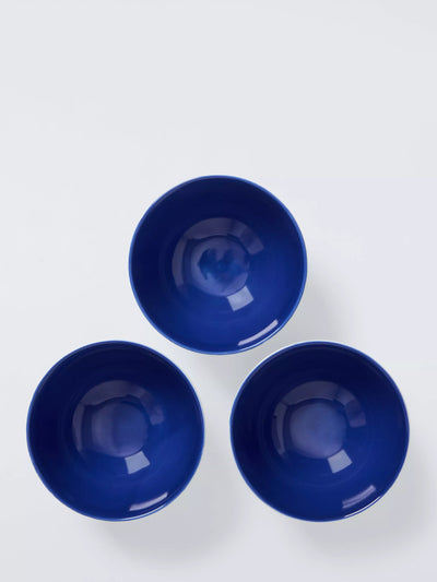 John Lewis John Lewis Coastal Fine China Dip Bowls, Set of 3, 11cm, White/Navy- Buy online at McGrocer
