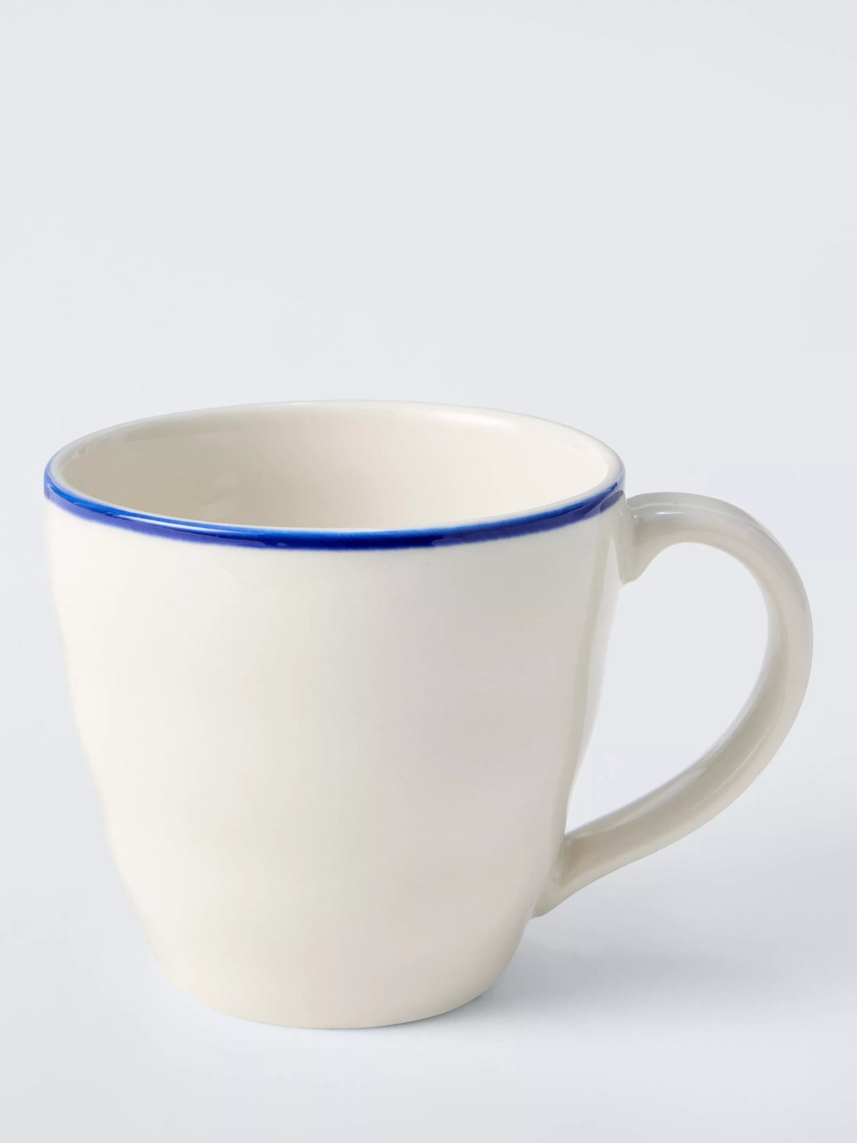 John Lewis stoneware mug blue rim 400ml, imported from the UK