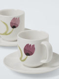John Lewis fine china espresso cups purple floral set of 2, imported from the UK