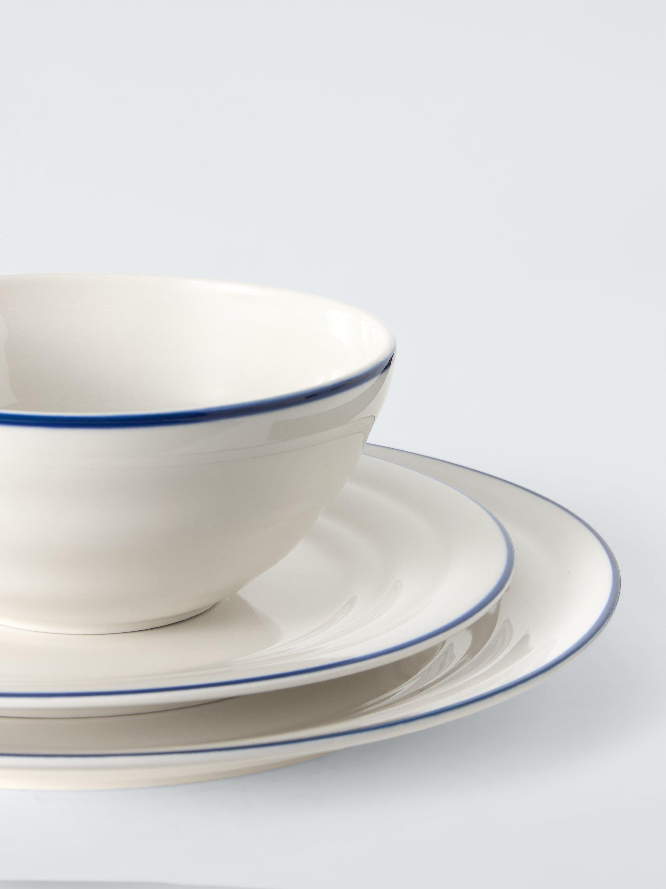 John Lewis Harbour blue rim stoneware dinnerware set 12 piece - British product