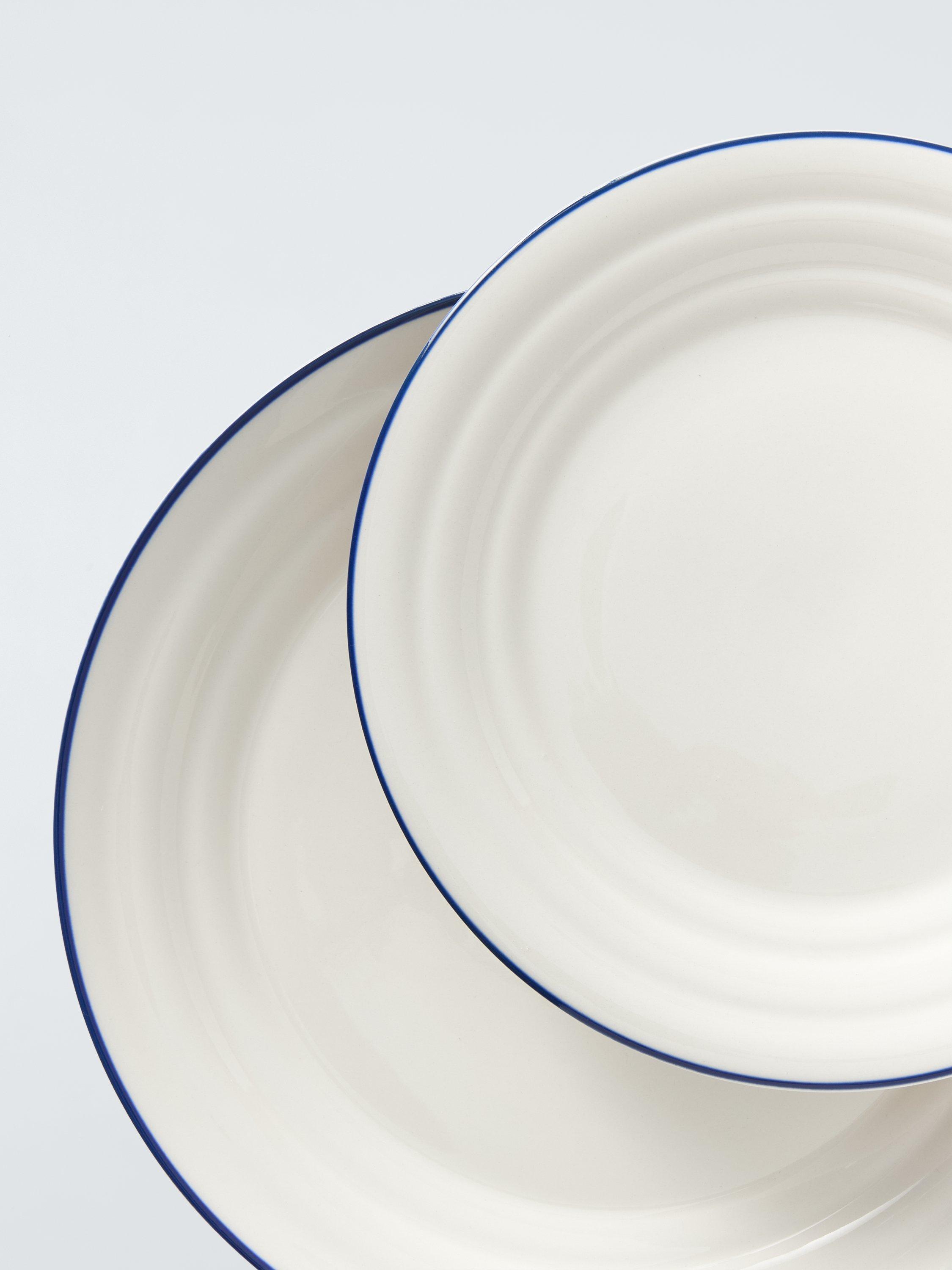 John Lewis Harbour blue rim stoneware dinnerware set 12 piece - British product