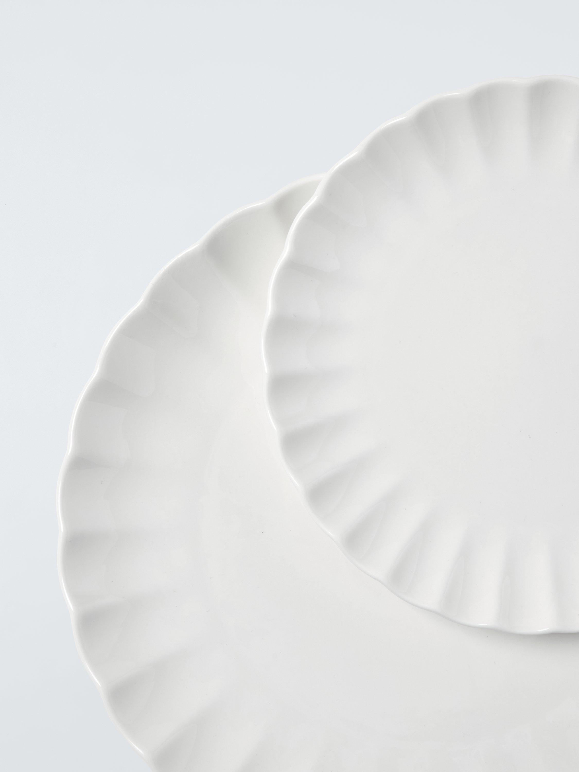 John Lewis fine china dinnerware scalloped 12 piece white (British brand)