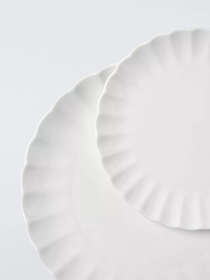 John Lewis fine china dinnerware scalloped 12 piece white (British brand)