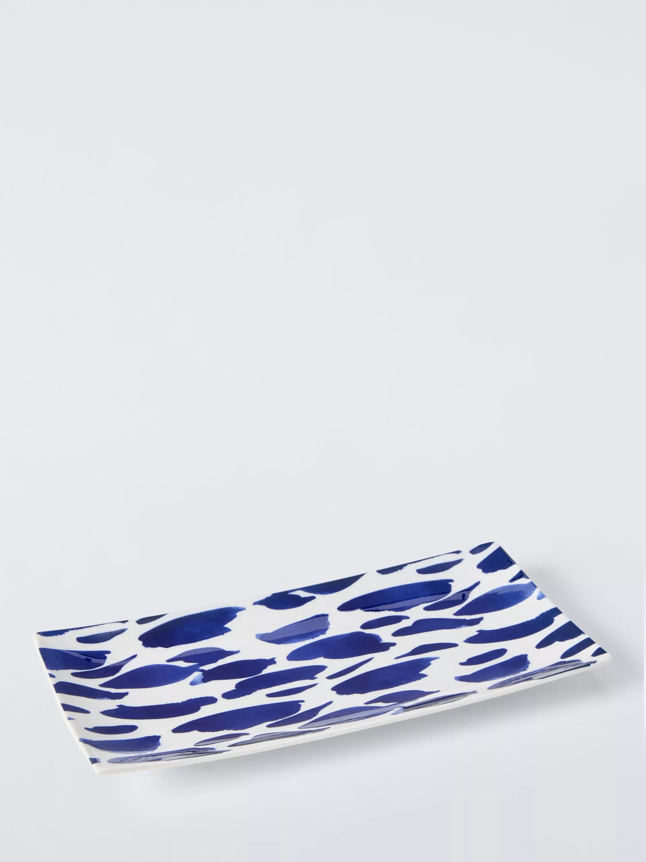 John Lewis coastal fine china rectangular platter white navy 29cm - British product