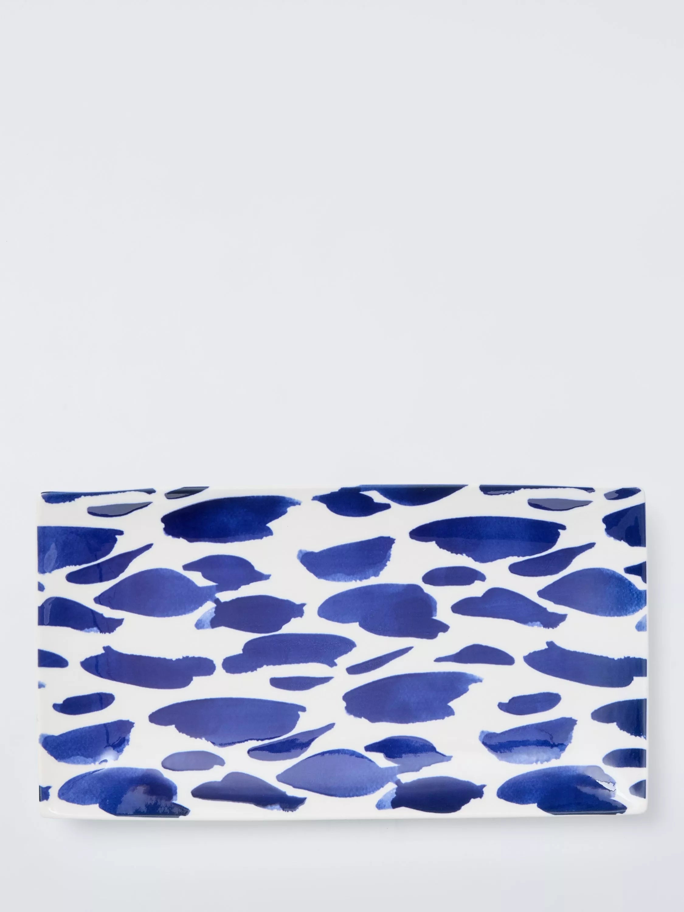 John Lewis coastal fine china rectangular platter white navy 29cm - British product
