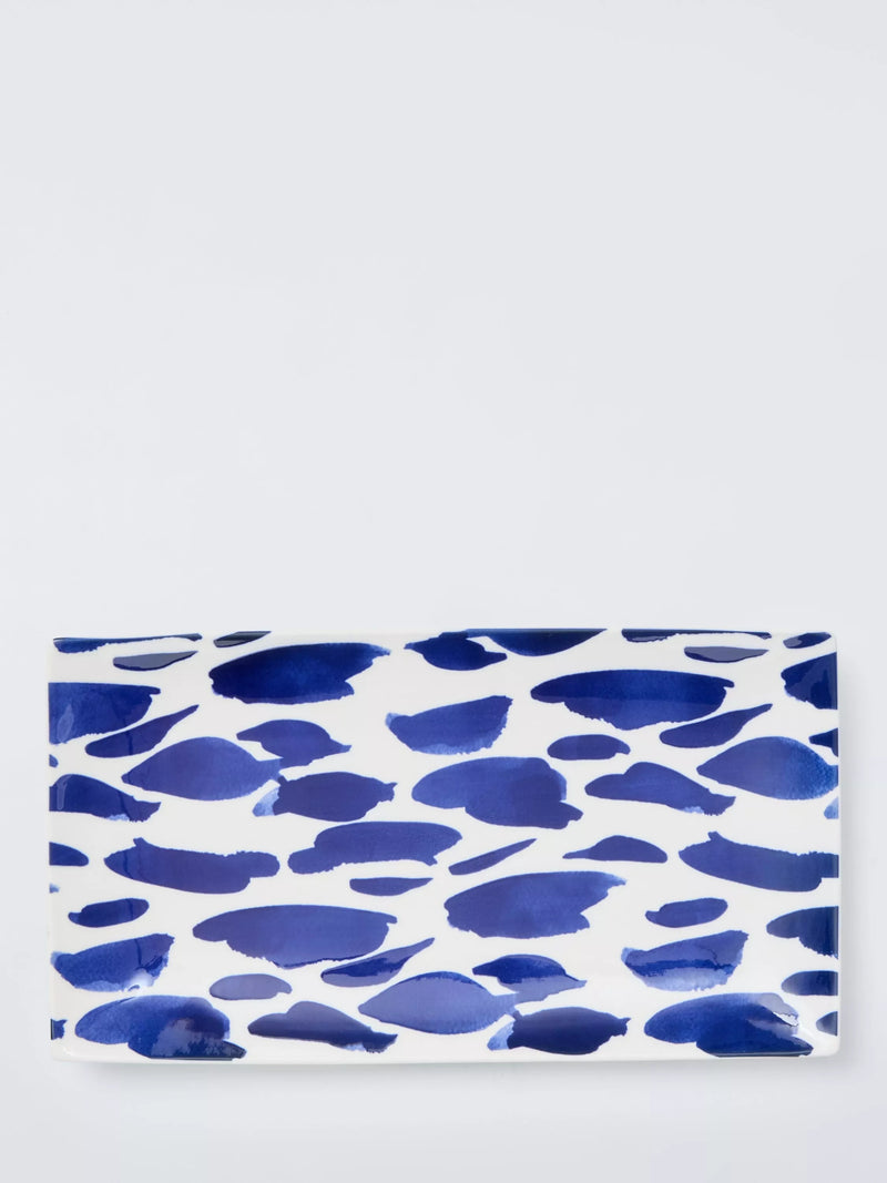 John Lewis coastal fine china rectangular platter white navy 29cm - British product