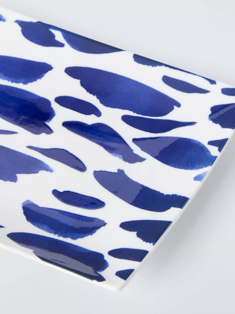 John Lewis coastal fine china rectangular platter white navy 29cm - British product