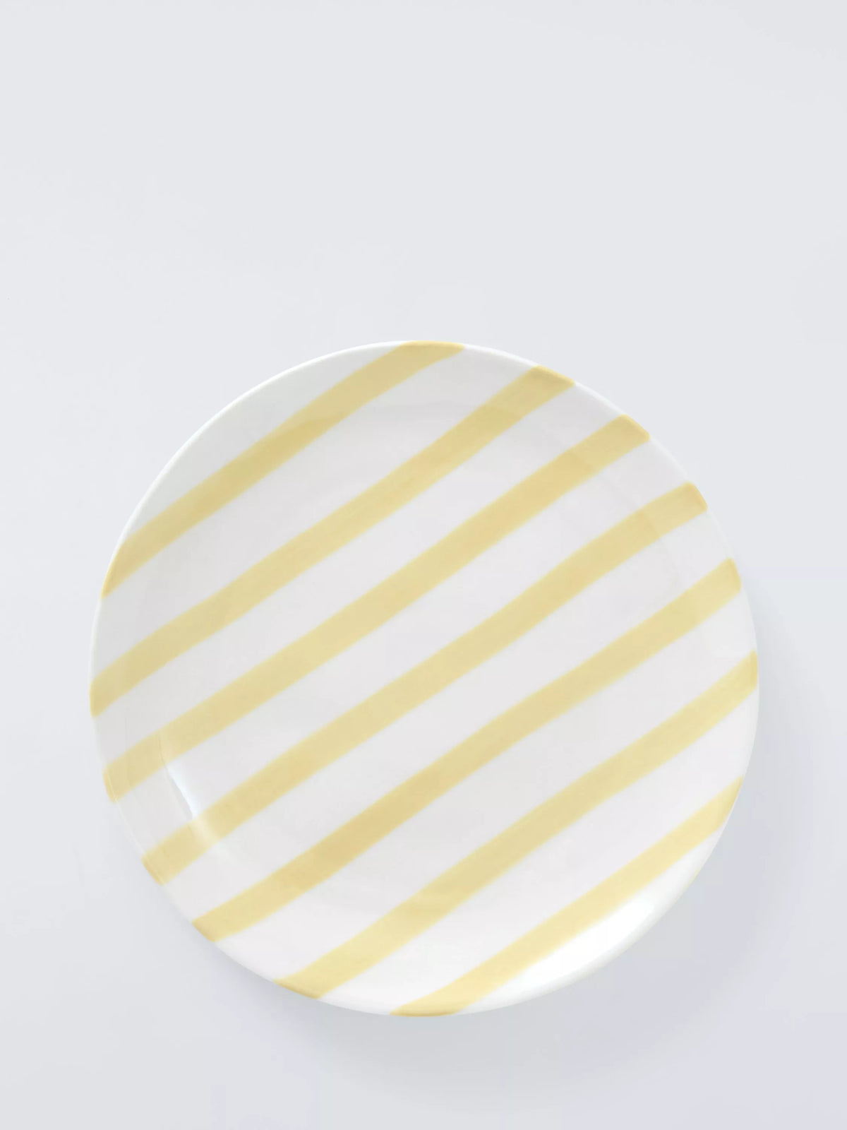 John Lewis hand painted stripe stoneware side plate 22cm yellow - British product