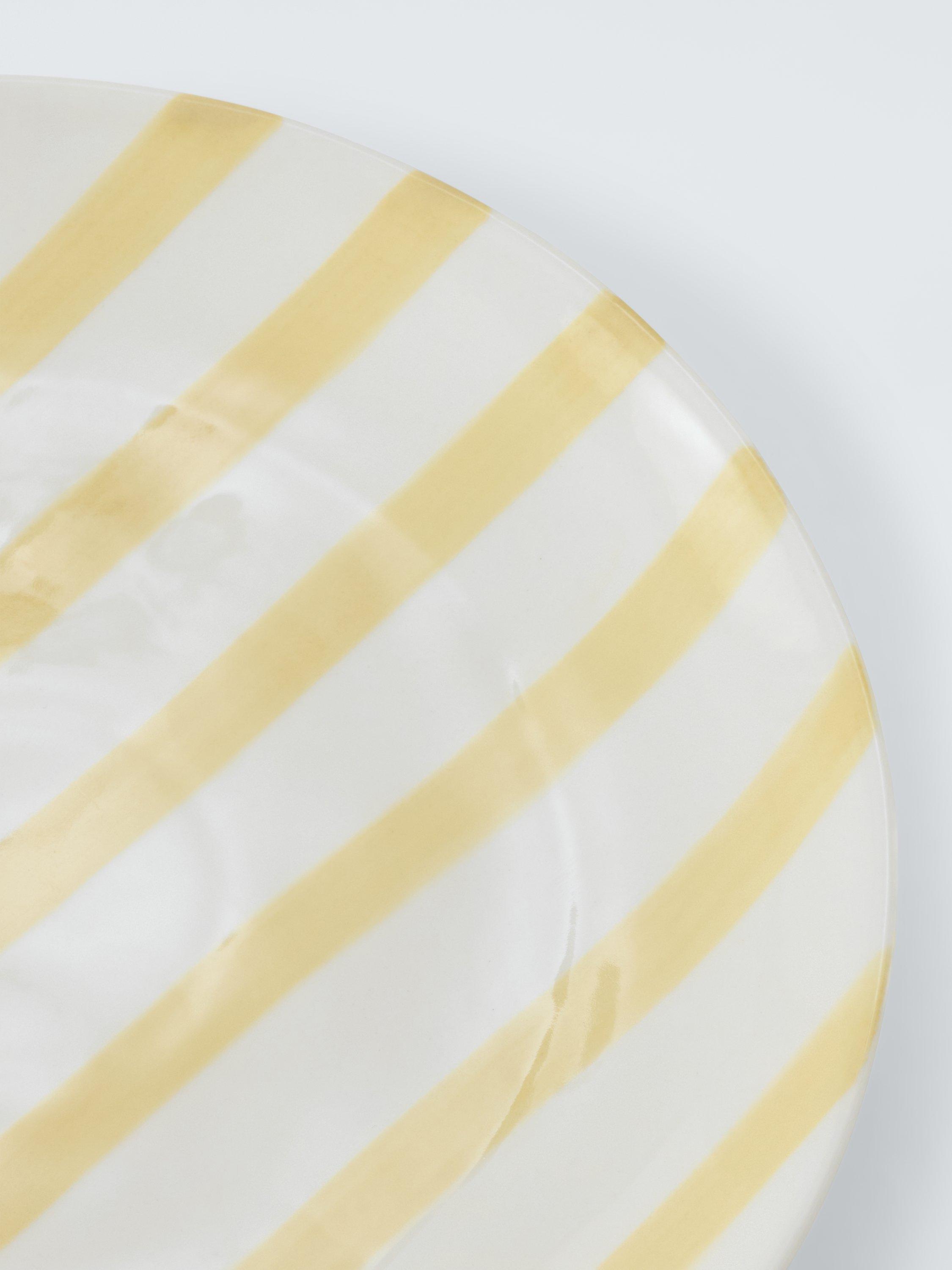 John Lewis hand painted stripe stoneware side plate 22cm yellow - British product