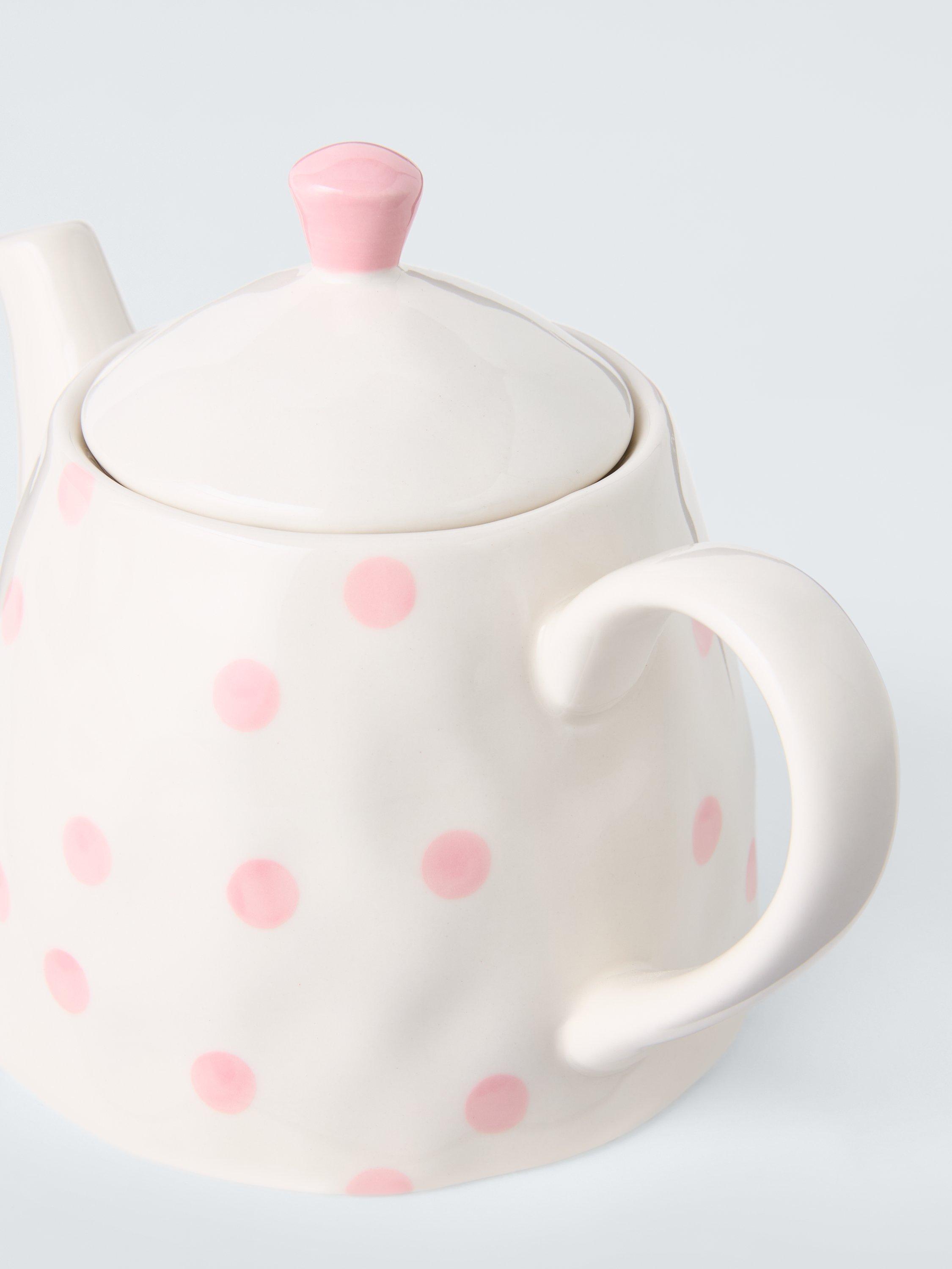 John Lewis hand painted spot stoneware teapot 800ml pink (British brand)