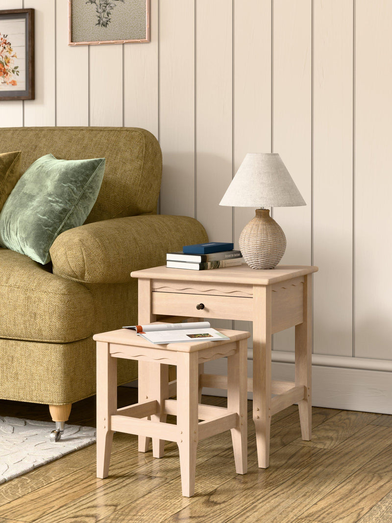 Laura Ashley Calford nest of tables solid oak white-washed finish, UK version