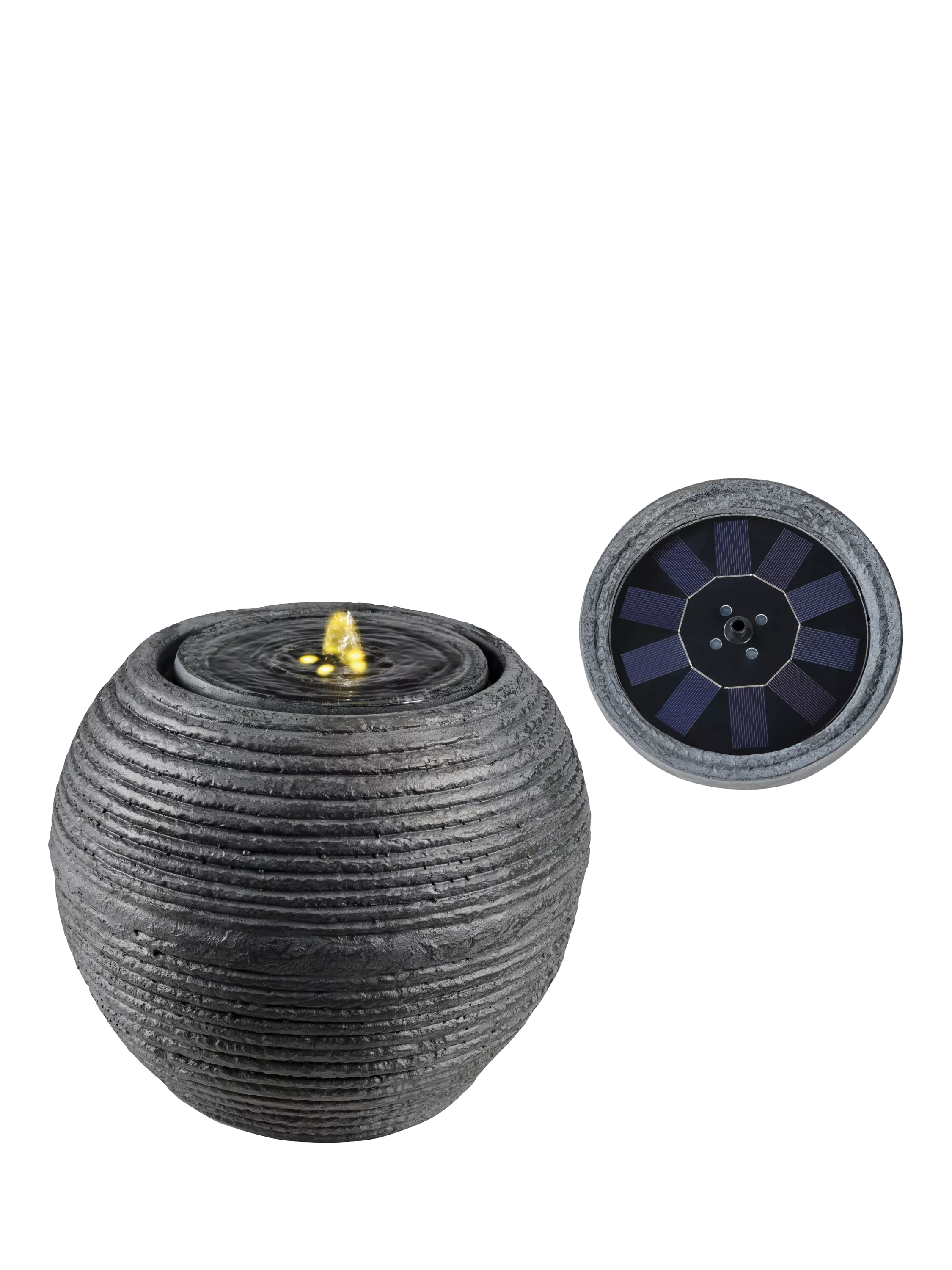 Kaemingk sphere solar water feature black stone effect LED, imported from the UK