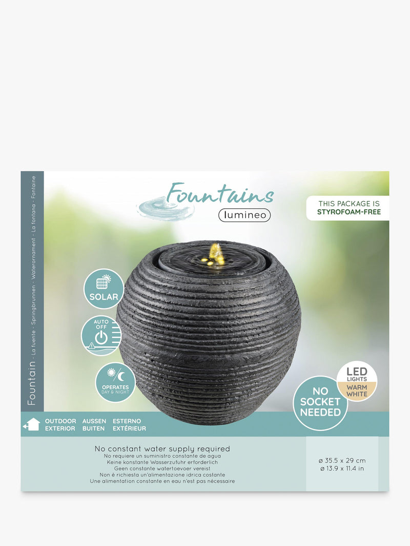 Kaemingk sphere solar water feature black stone effect LED, imported from the UK