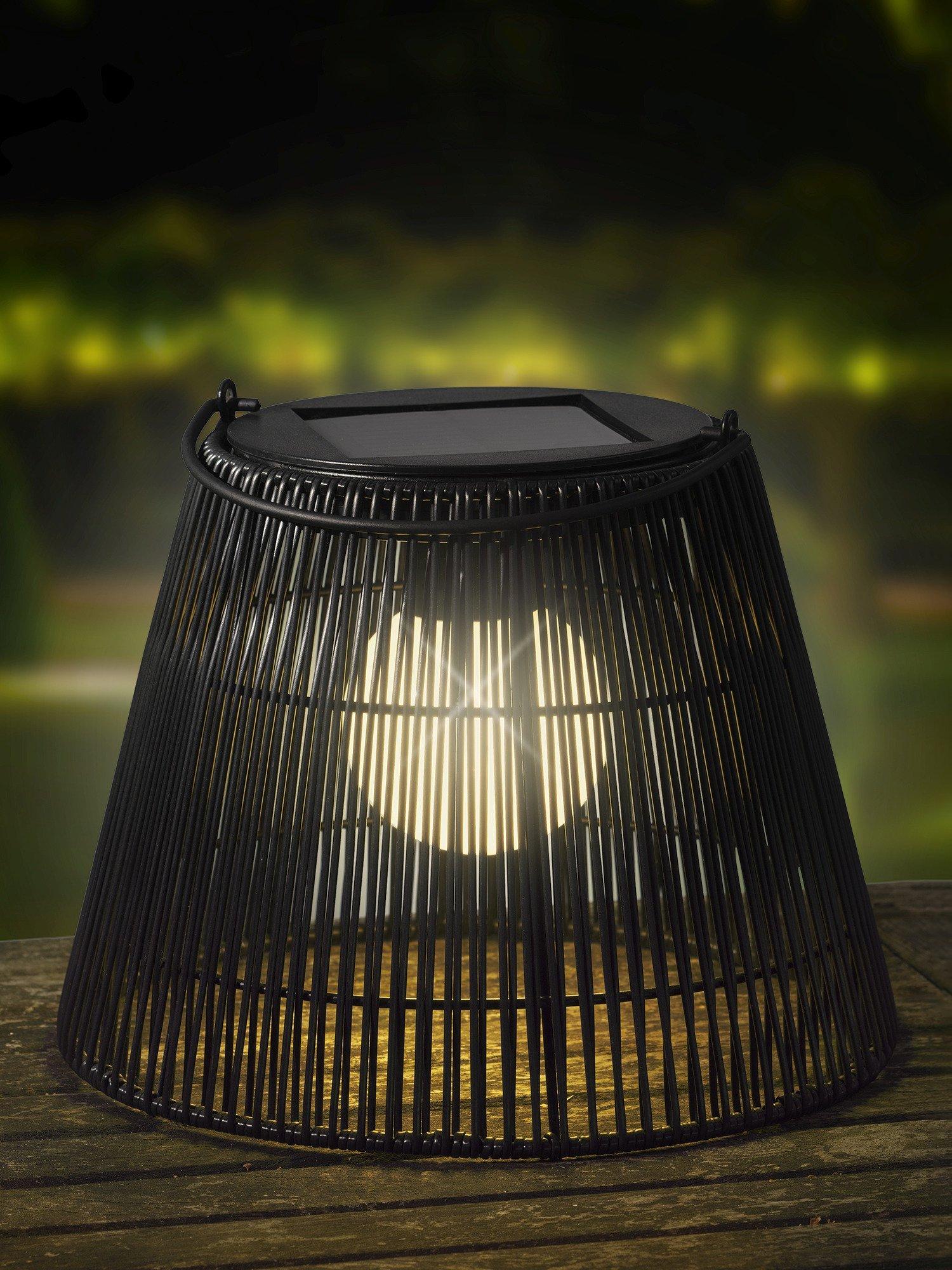 Kaemingk solar wicker lantern black 22cm, UK version