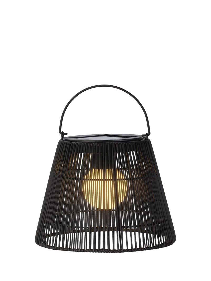 Kaemingk solar wicker lantern black 22cm, UK version