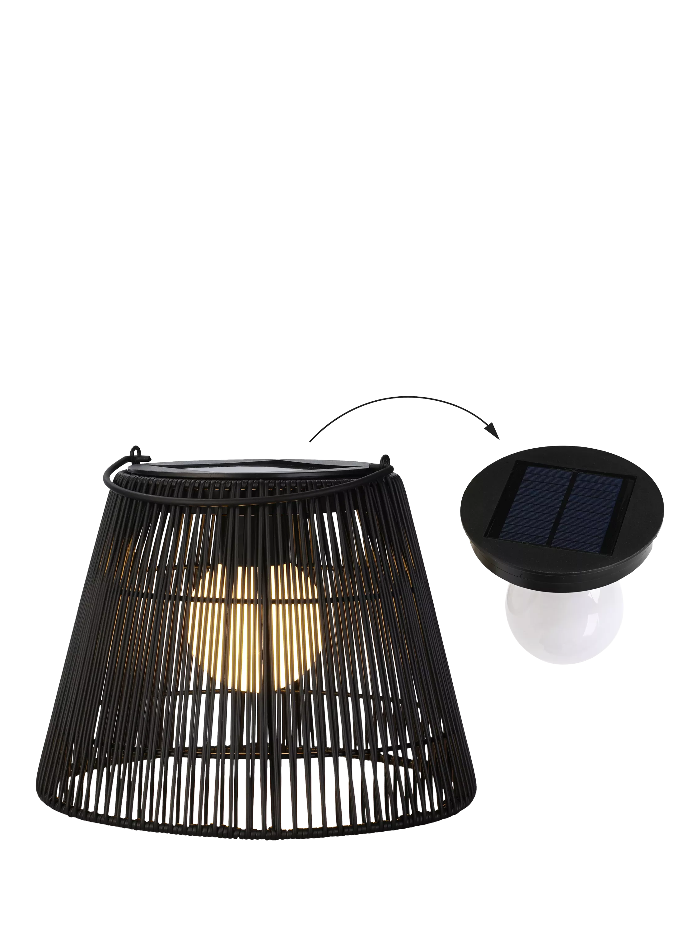 Kaemingk solar wicker lantern black 22cm, UK version