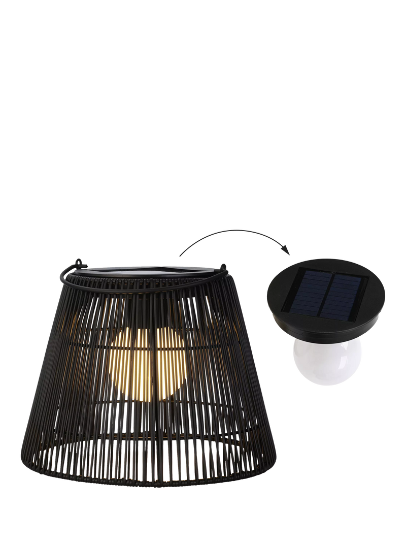 Kaemingk solar wicker lantern black 22cm, UK version
