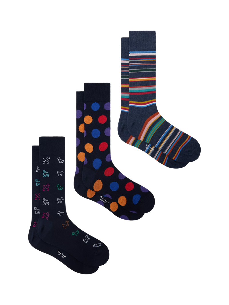 Paul Smith Mixed Print Socks, Pack of 3