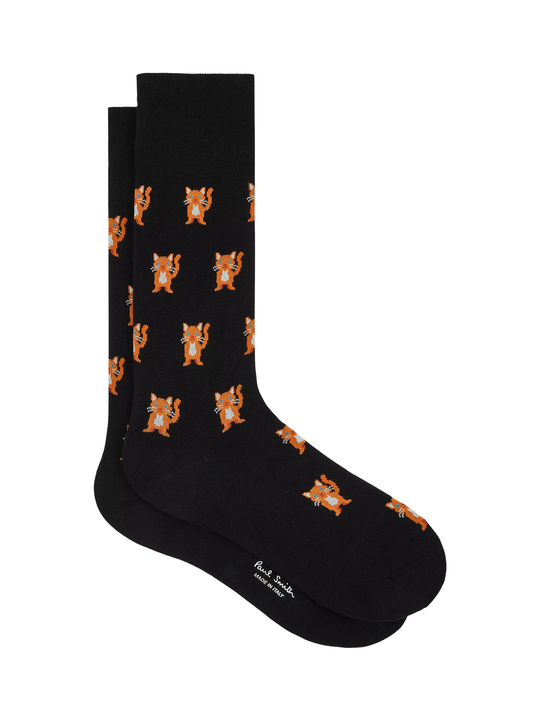 Paul Smith ankle socks cat pattern black, UK version