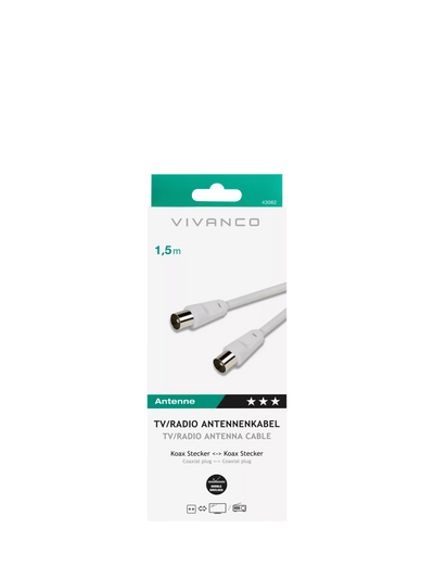 John Lewis Vivanco Coaxial Aerial Cable 1.5m White- Buy online at McGrocer