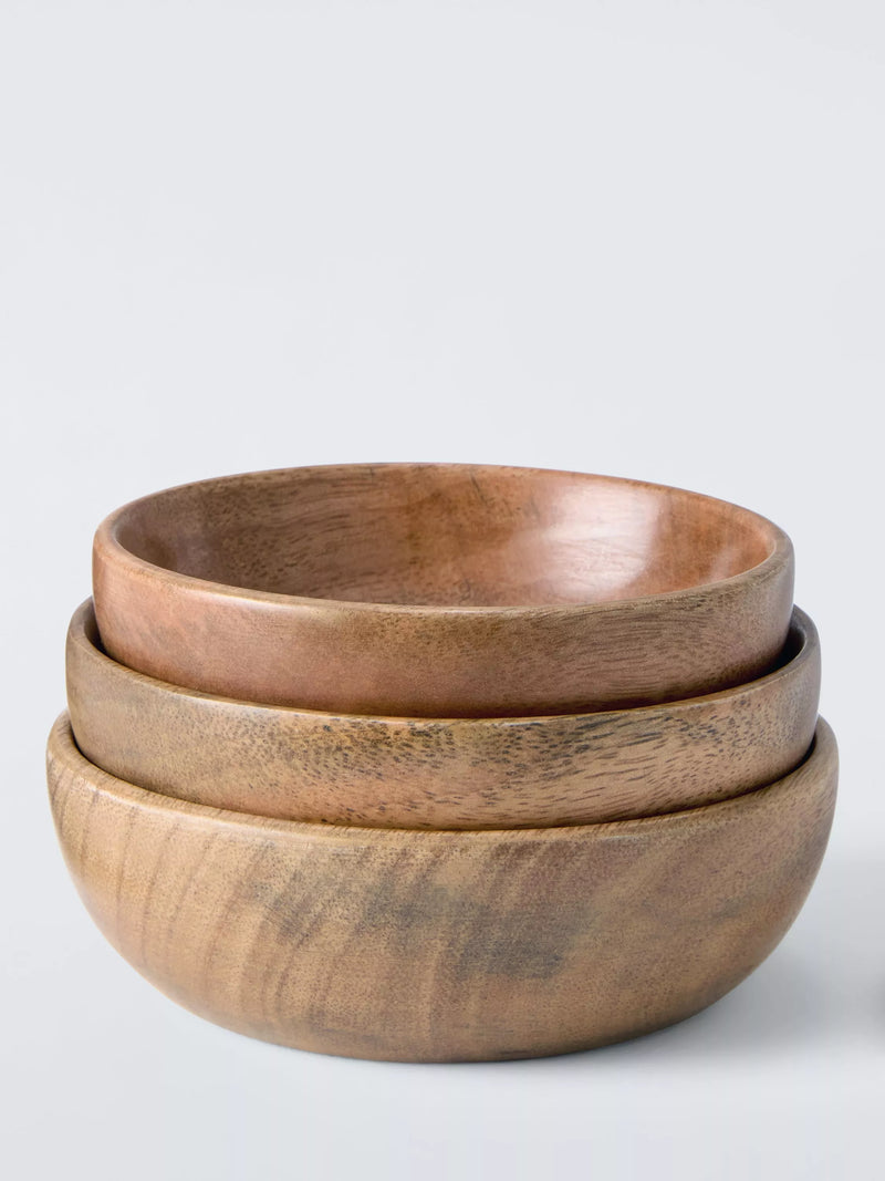 John Lewis stacking bowls set of 3 mango wood 12.5cm (British brand)