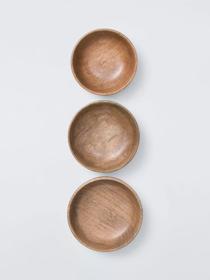 John Lewis stacking bowls set of 3 mango wood 12.5cm (British brand)
