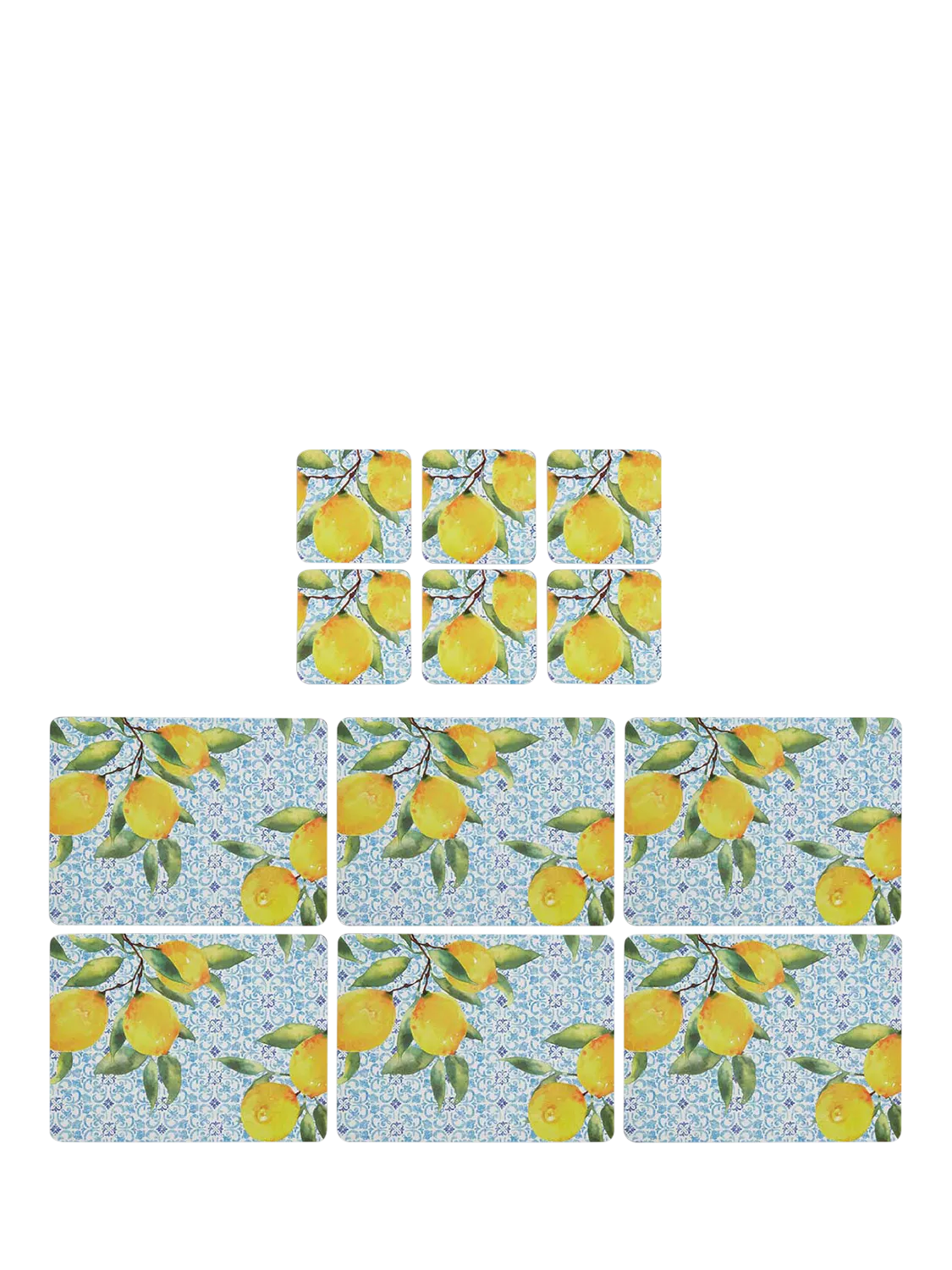 Pimpernel Amalfi Lemons placemat and coaster set of 6, UK version