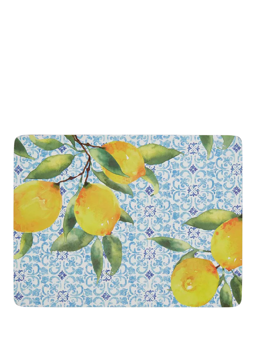 Pimpernel Amalfi Lemons placemat and coaster set of 6, UK version
