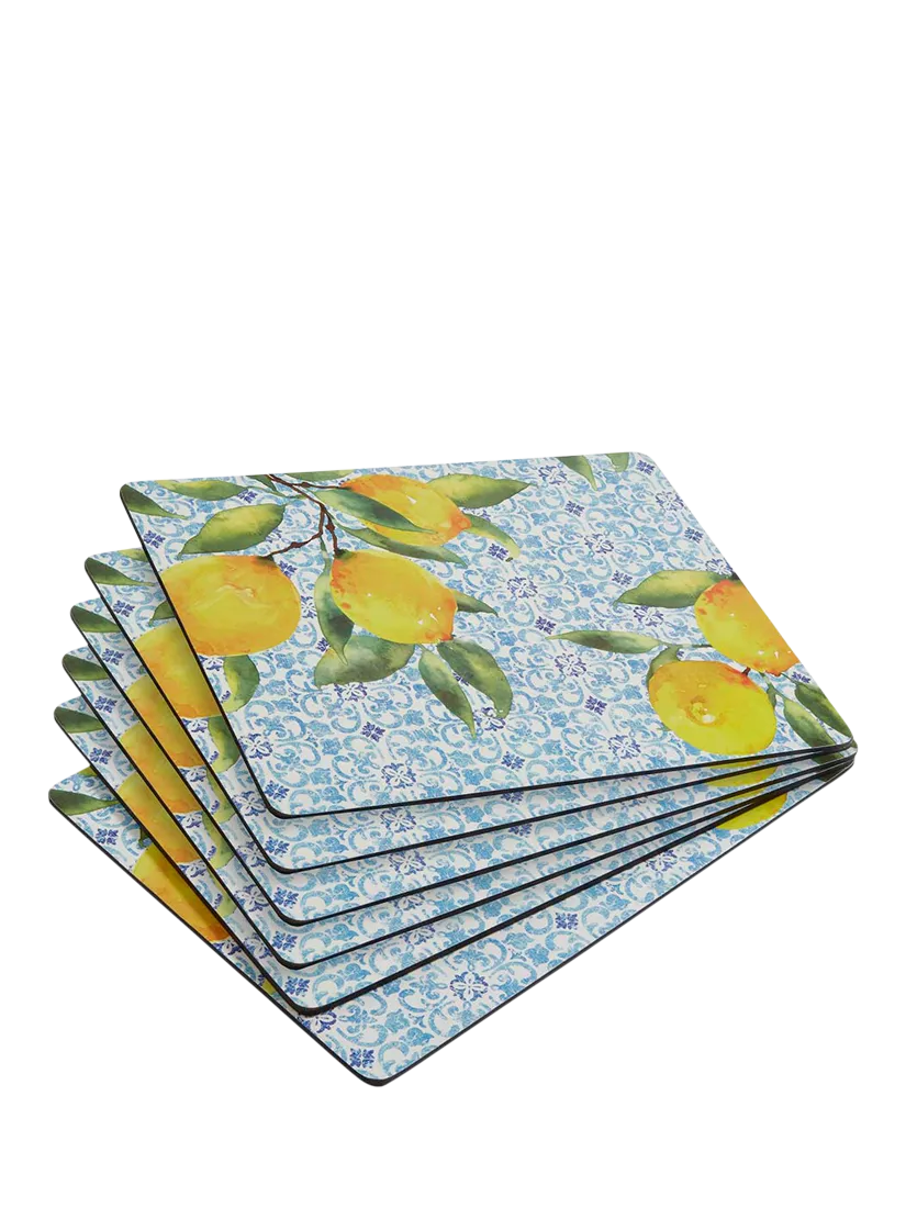 Pimpernel Amalfi Lemons placemat and coaster set of 6, UK version