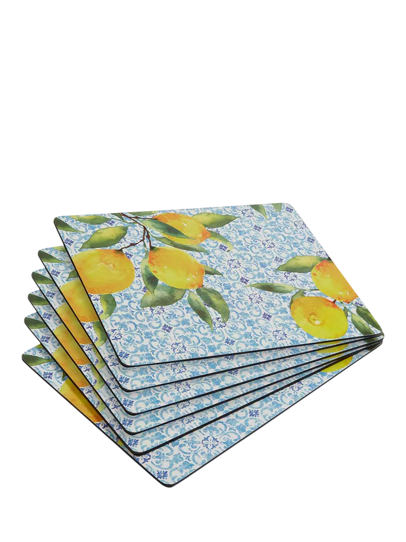 Pimpernel Amalfi Lemons placemat and coaster set of 6, UK version