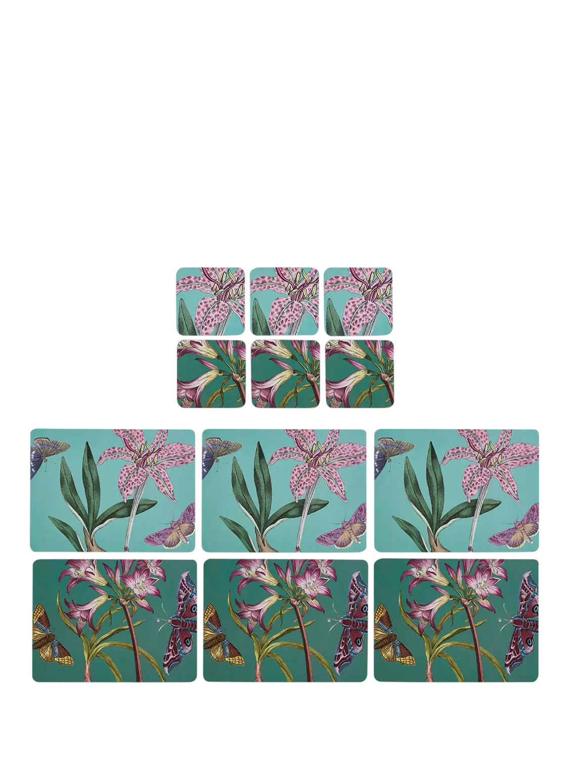 Pimpernel Botanic Garden Flora & Fauna placemat set, cork-backed - British product