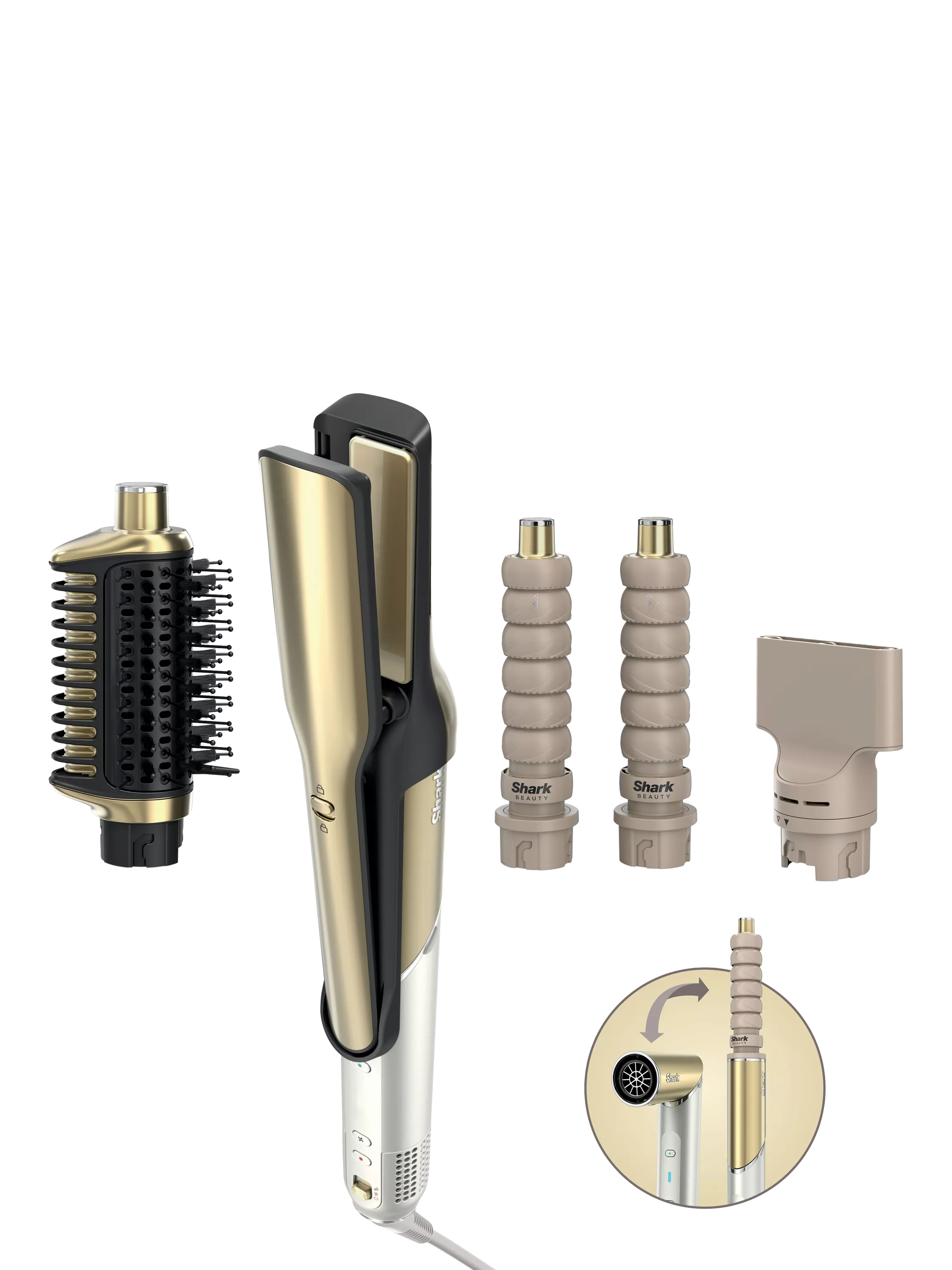 Shark Glam Multi Styler French Gold, imported from the UK