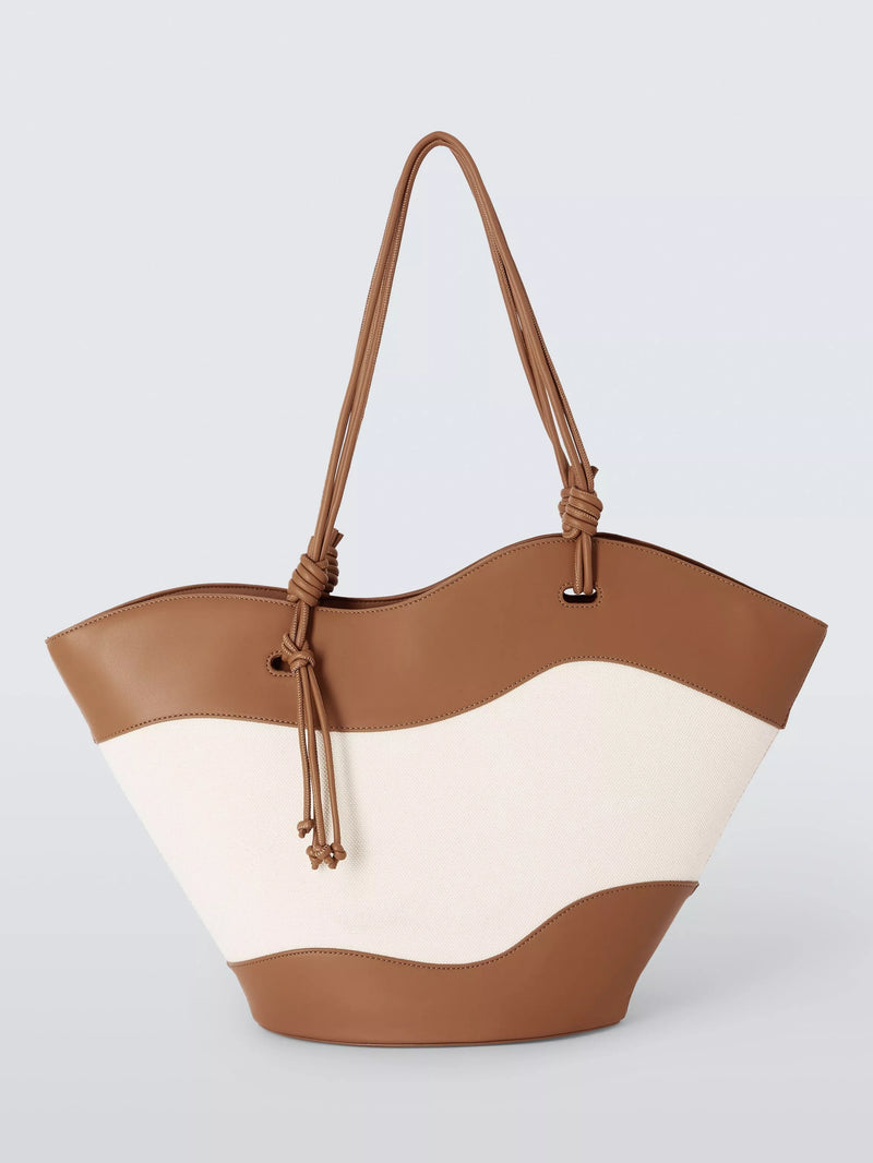 John Lewis Isla East West tote bag tan and canvas (British brand)
