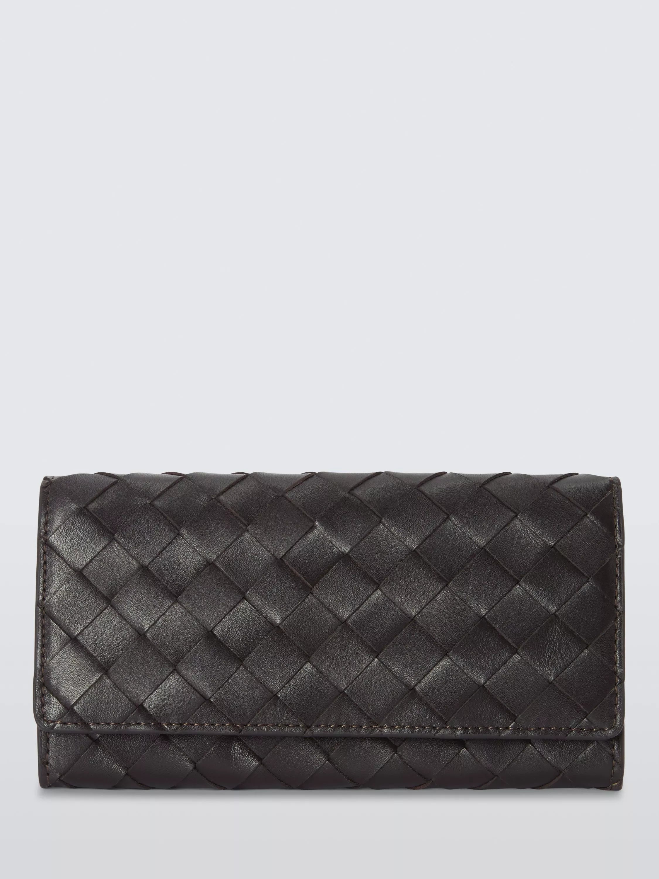 John Lewis flapover coin purse in chocolate leather (British brand)