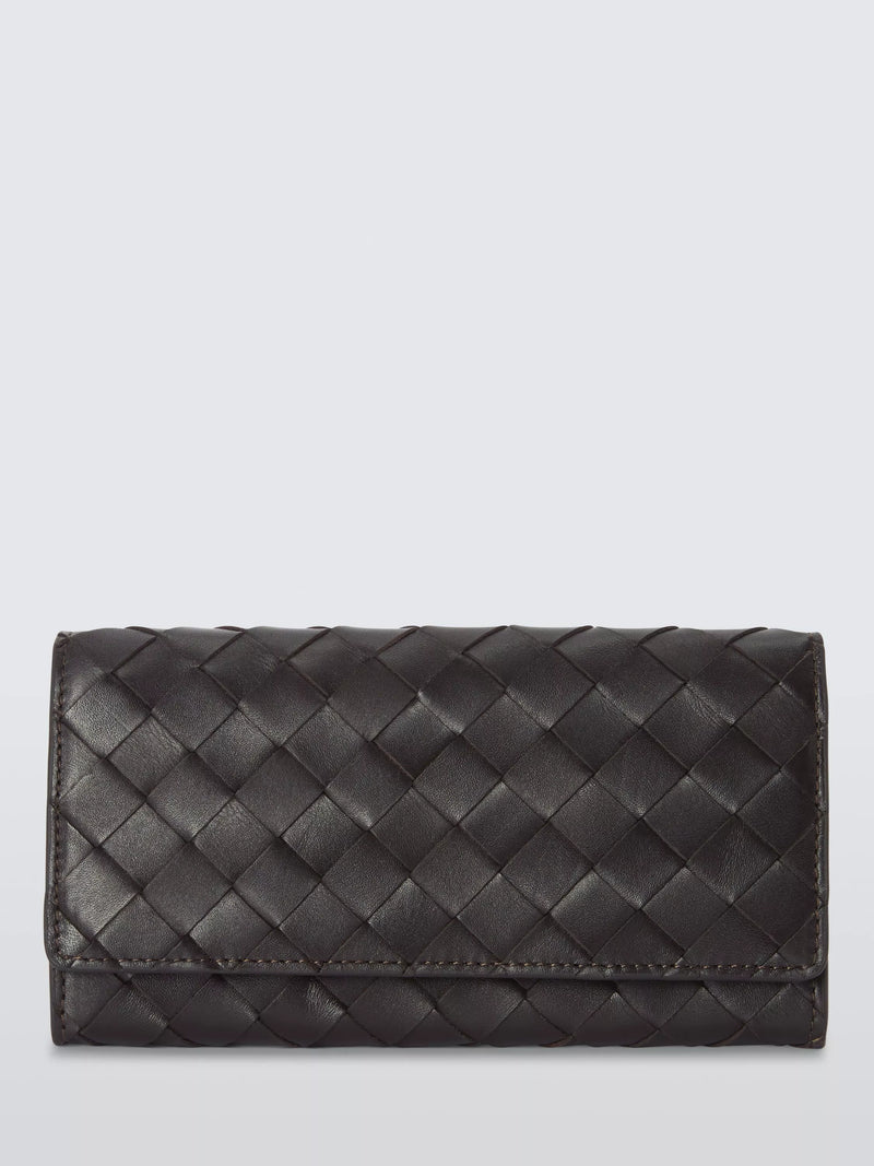 John Lewis flapover coin purse in chocolate leather (British brand)