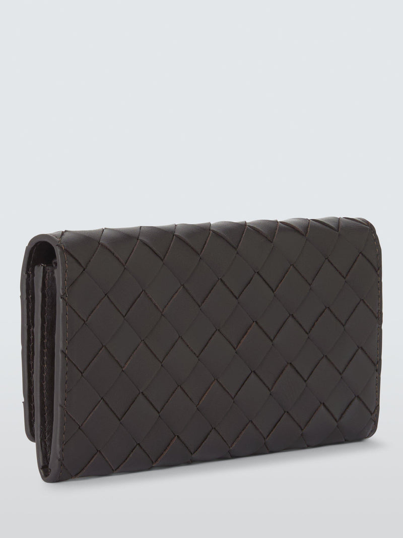 John Lewis flapover coin purse in chocolate leather (British brand)