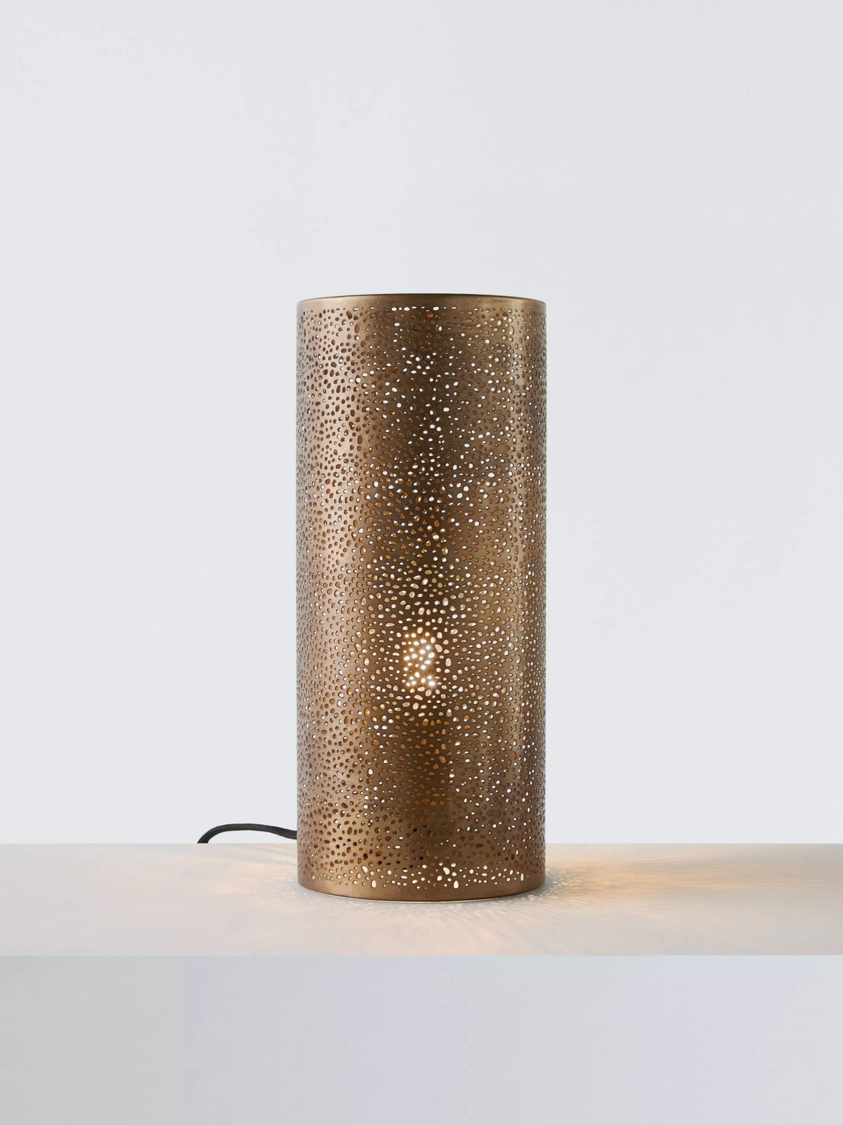 John Lewis etched table lamp antique brass, imported from the UK