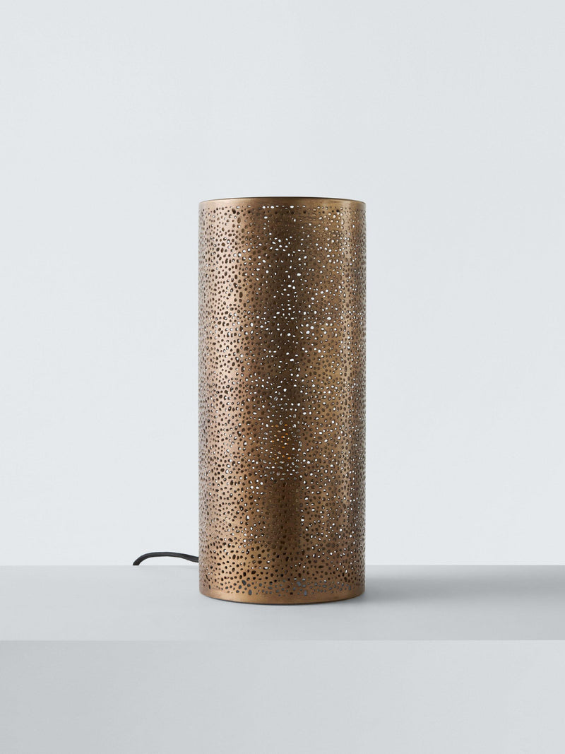 John Lewis etched table lamp antique brass, imported from the UK