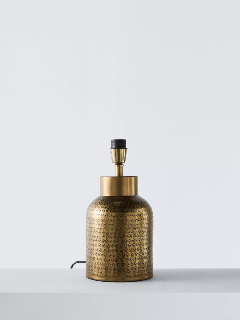 John Lewis embossed metal lamp base steel brass effect, imported from the UK