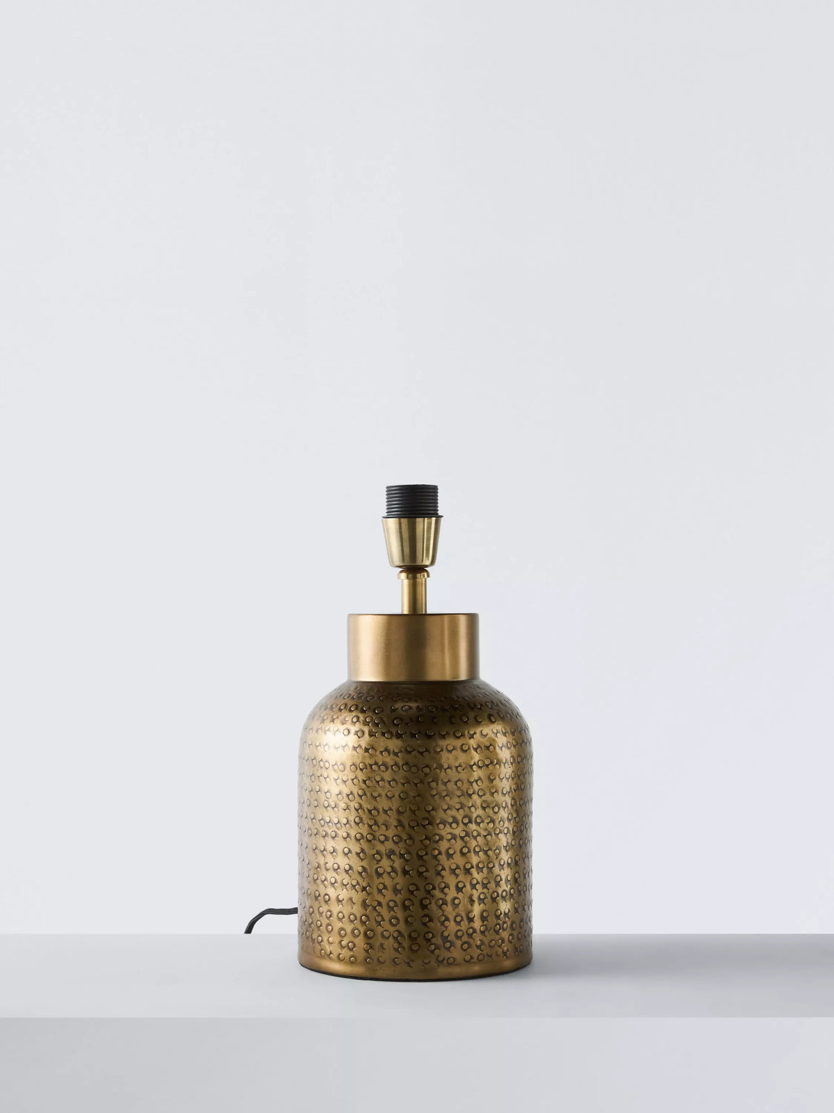 John Lewis embossed metal lamp base steel brass effect, imported from the UK