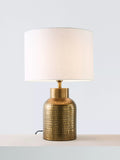 John Lewis embossed metal lamp base steel brass effect, imported from the UK