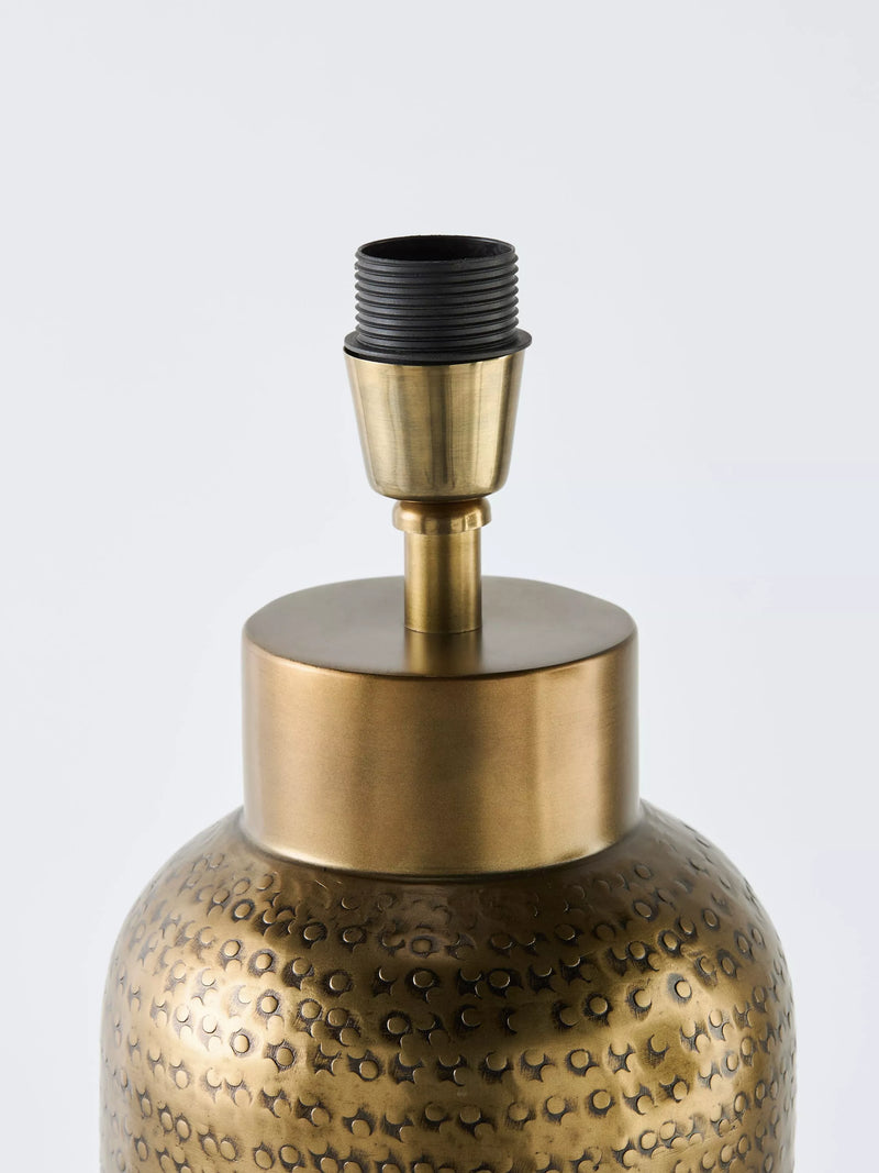 John Lewis embossed metal lamp base steel brass effect, imported from the UK