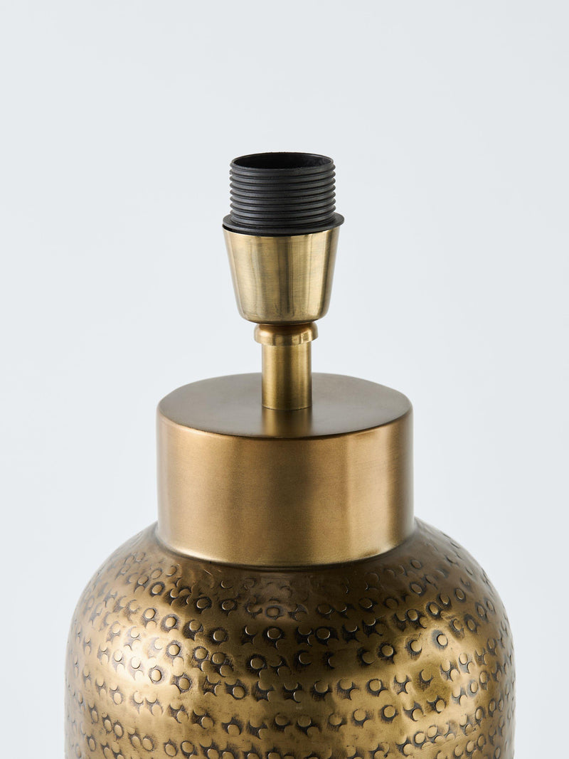 John Lewis embossed metal lamp base steel brass effect, imported from the UK