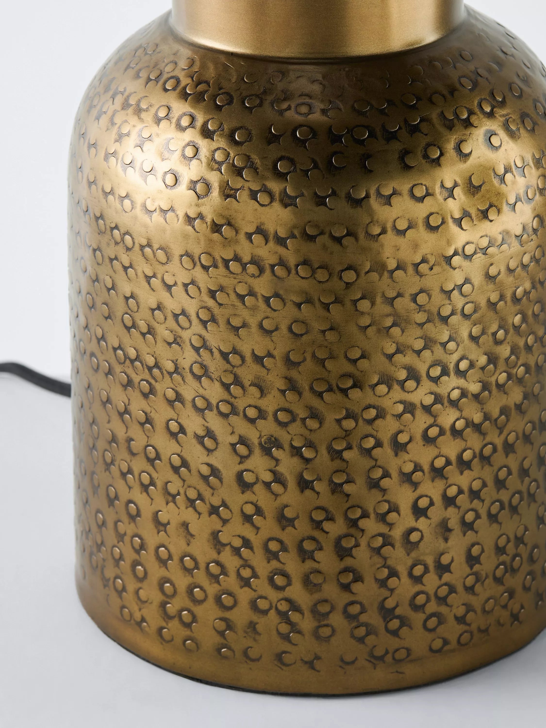 John Lewis embossed metal lamp base steel brass effect, imported from the UK