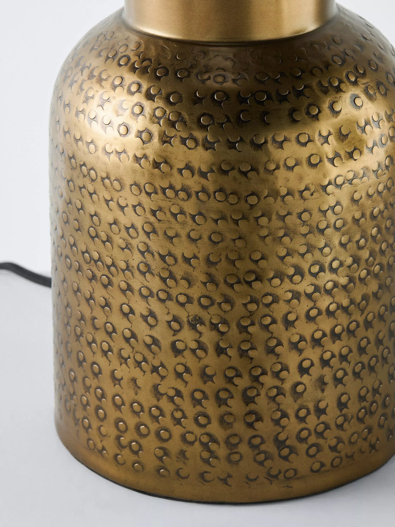 John Lewis embossed metal lamp base steel brass effect, imported from the UK