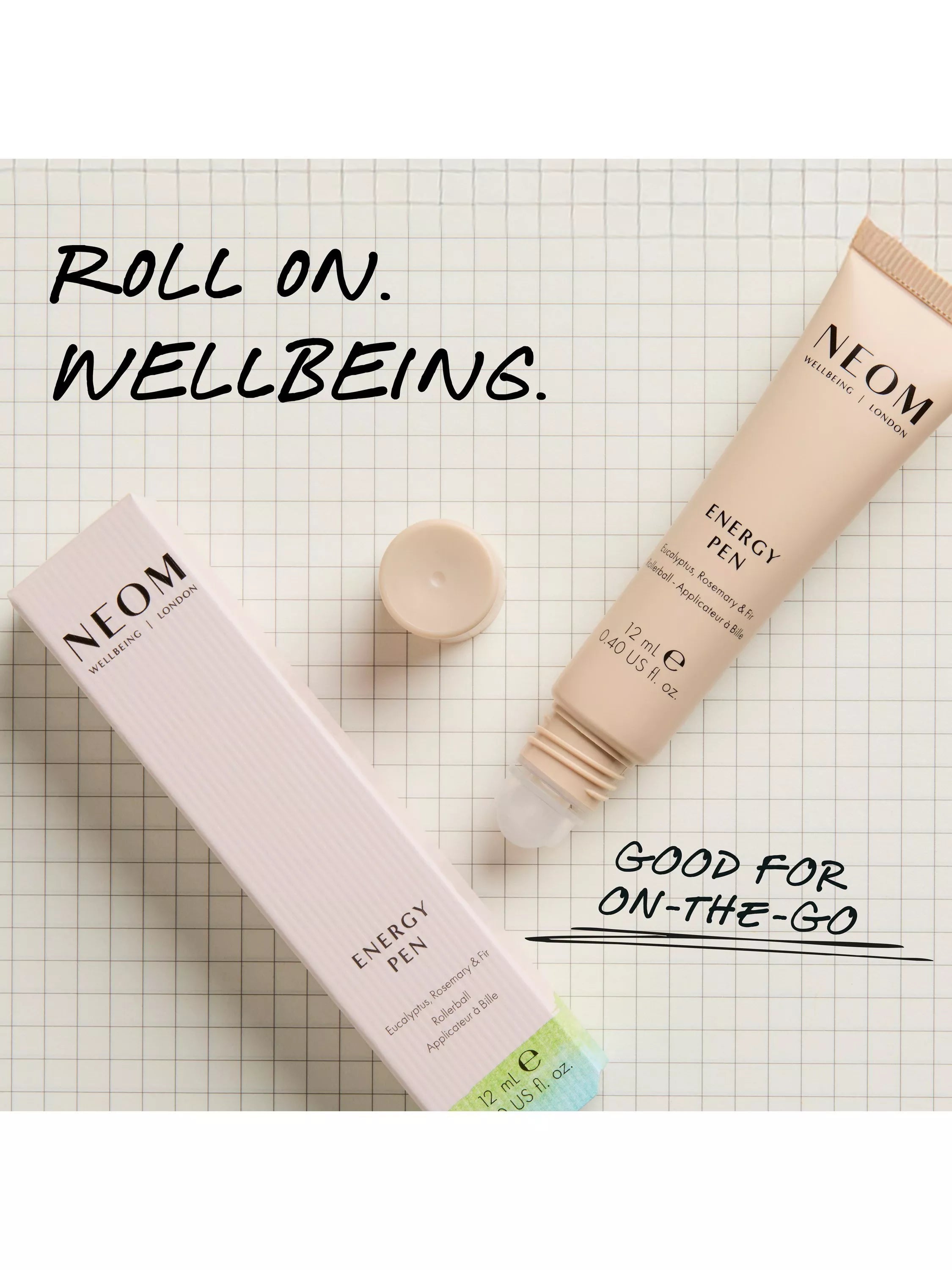 NEOM Energy Pen 12ml essential oil roll-on, imported from the UK
