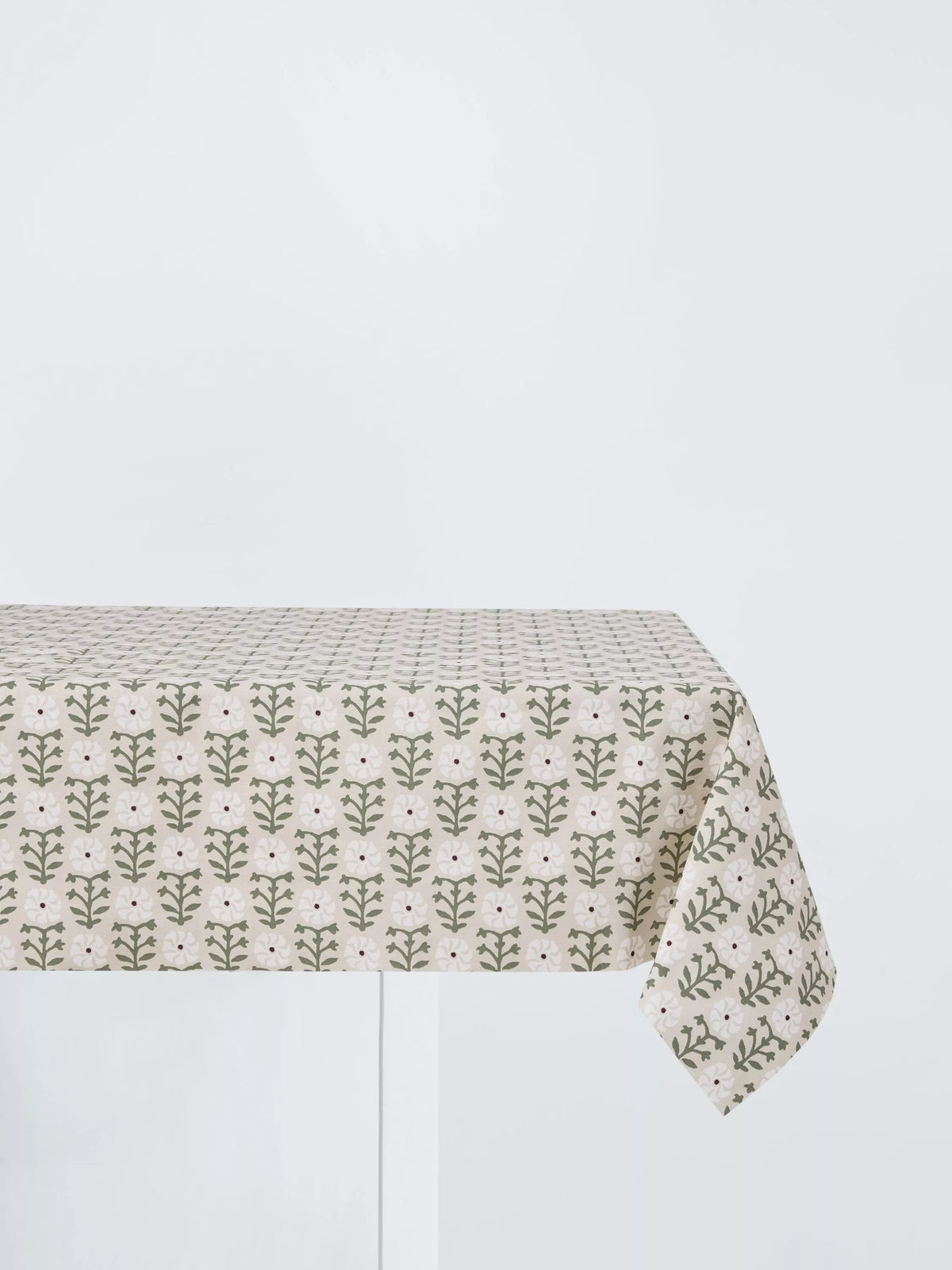 John Lewis Aria Floral oilcloth tablecloth fabric natural 130cm (British brand)