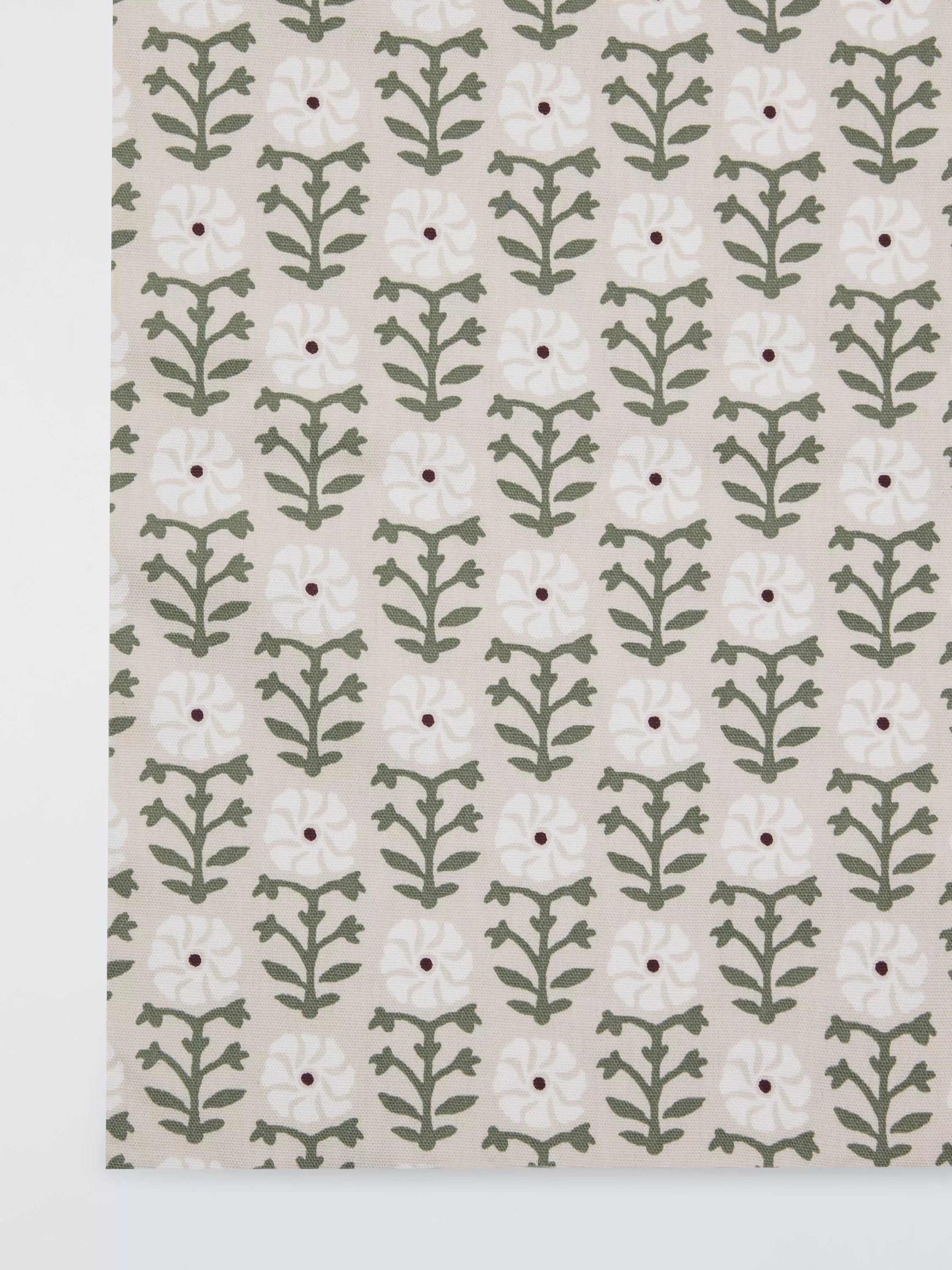 John Lewis Aria Floral oilcloth tablecloth fabric natural 130cm (British brand)