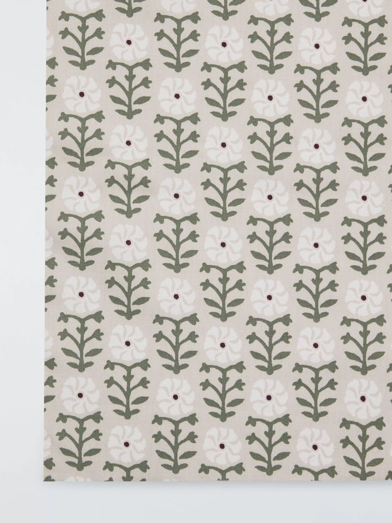 John Lewis Aria Floral oilcloth tablecloth fabric natural 130cm (British brand)