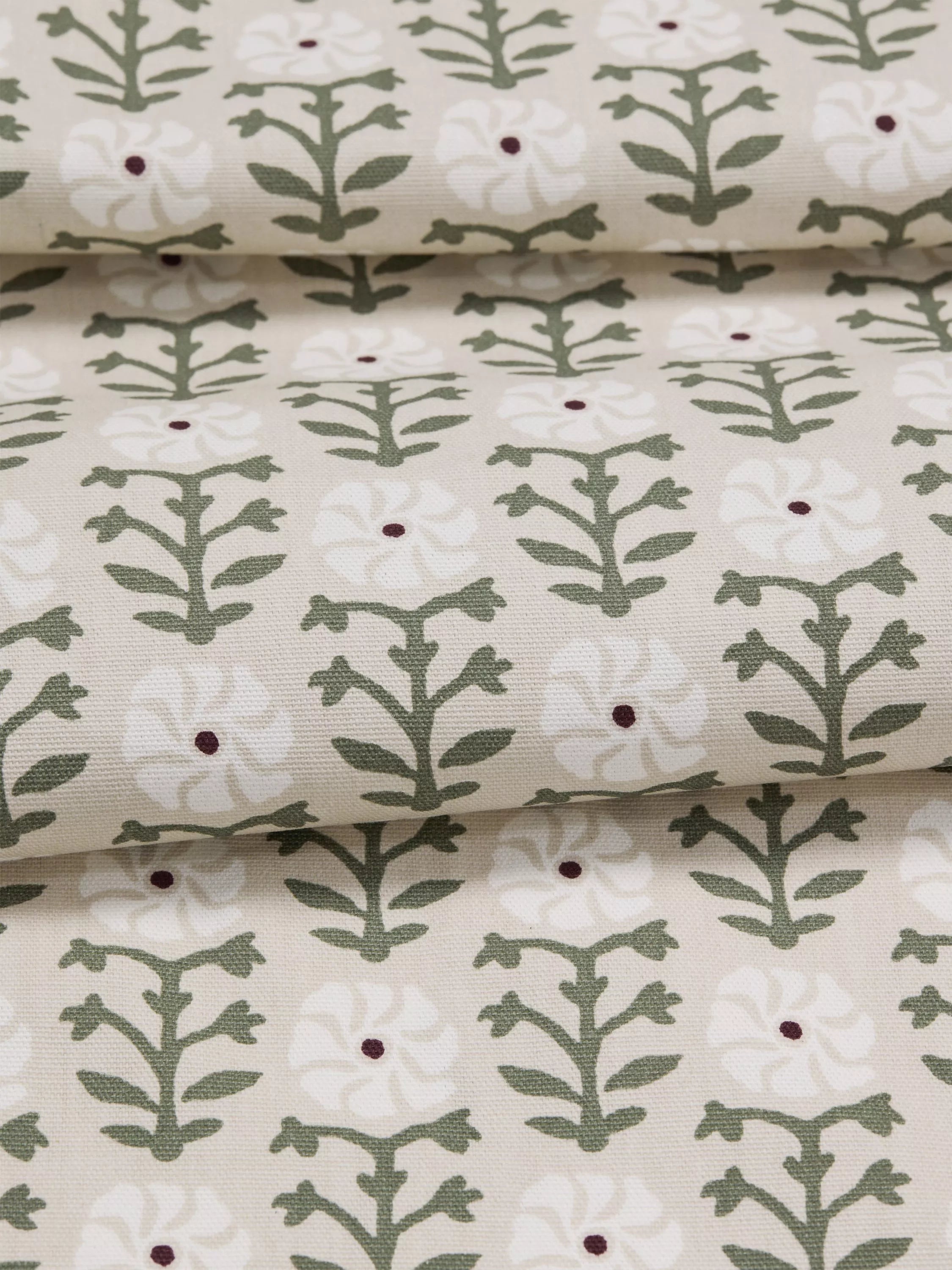 John Lewis Aria Floral oilcloth tablecloth fabric natural 130cm (British brand)